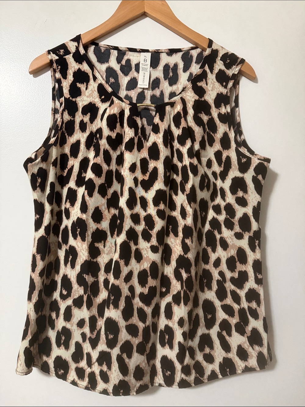 Sleeveless Leopard Print Shell Top - Brown/Black